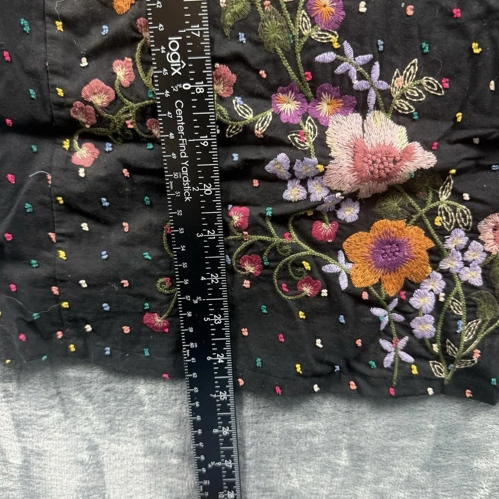 Anthropologie One September Tunic Top Shirt Size Small Embroidered Floral Boho - Picture 6 of 7